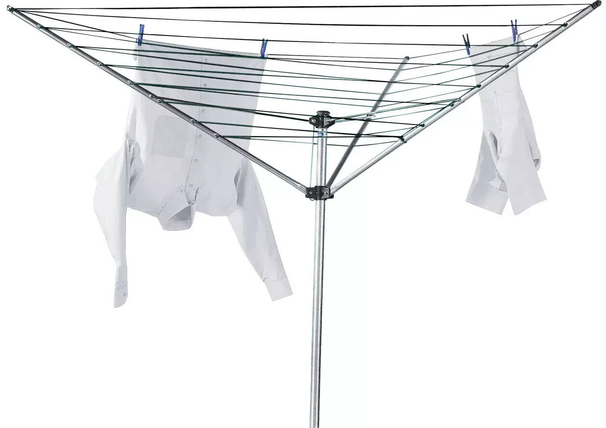 Home 30m 3 Arm Outdoor Washing Line | Heavy Duty Rotary Clothes Dryer for Garden