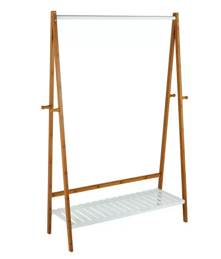 Belvoir Clothes Rail with Shelf - Bamboo & White