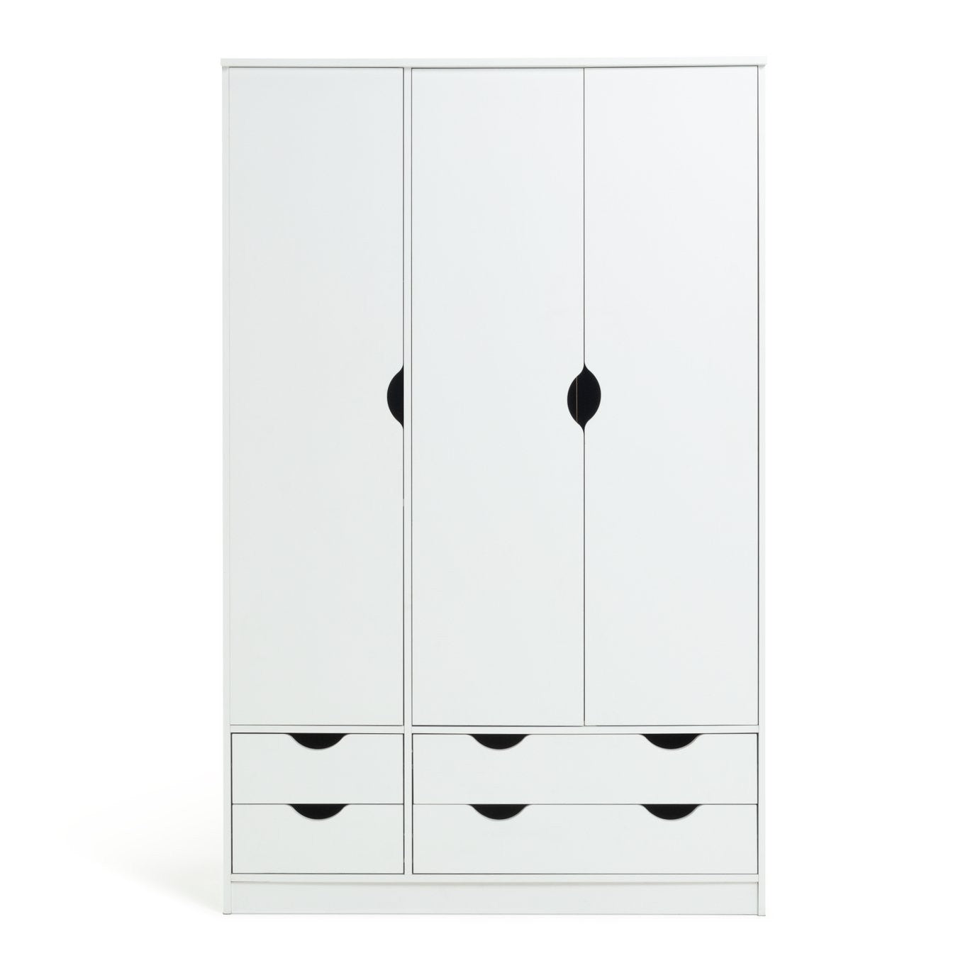 Kids Pagnell 3 Door 4 Drawer Wardrobe - White | large kids wardrobe