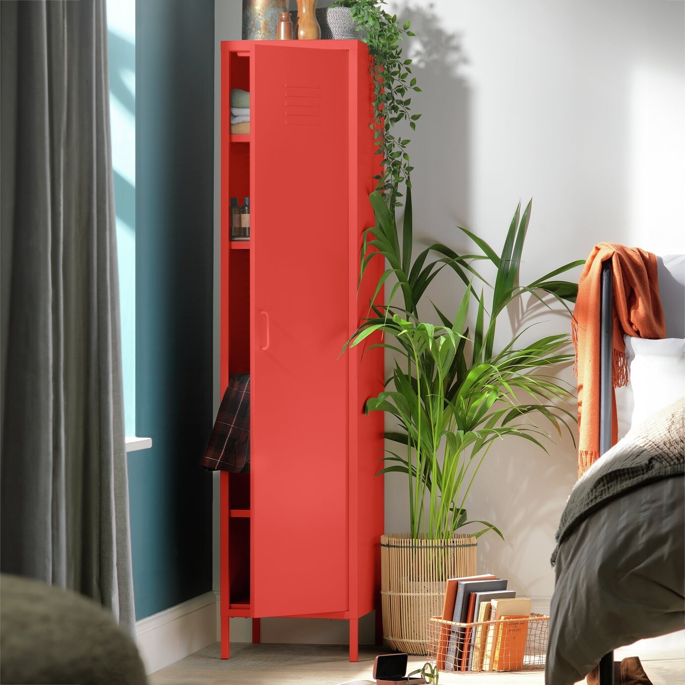 Habitat Tall 1 Door 4 Shelf Locker -Red