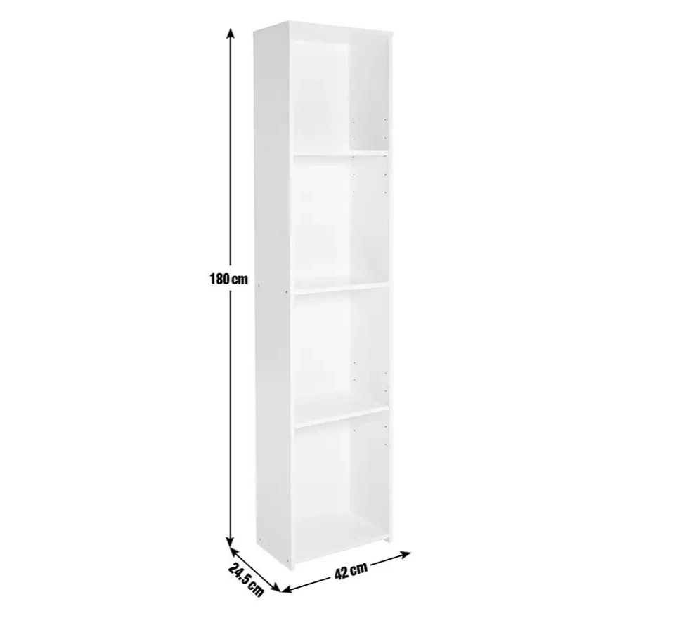Malibu Narrow Wood Effect Bookcase - Grey