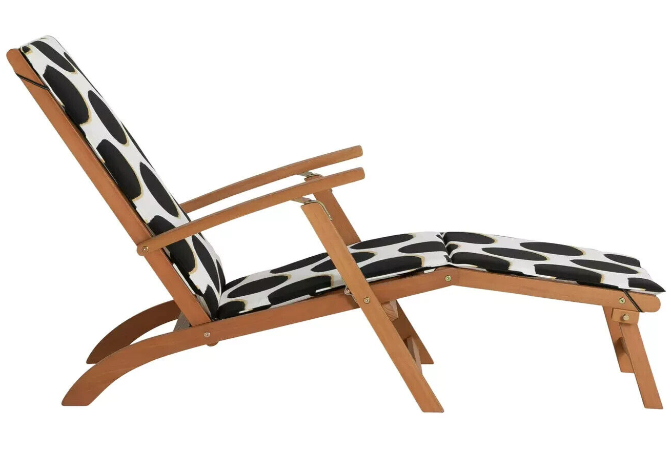 Folding Wooden Sun Lounger - Black & White
