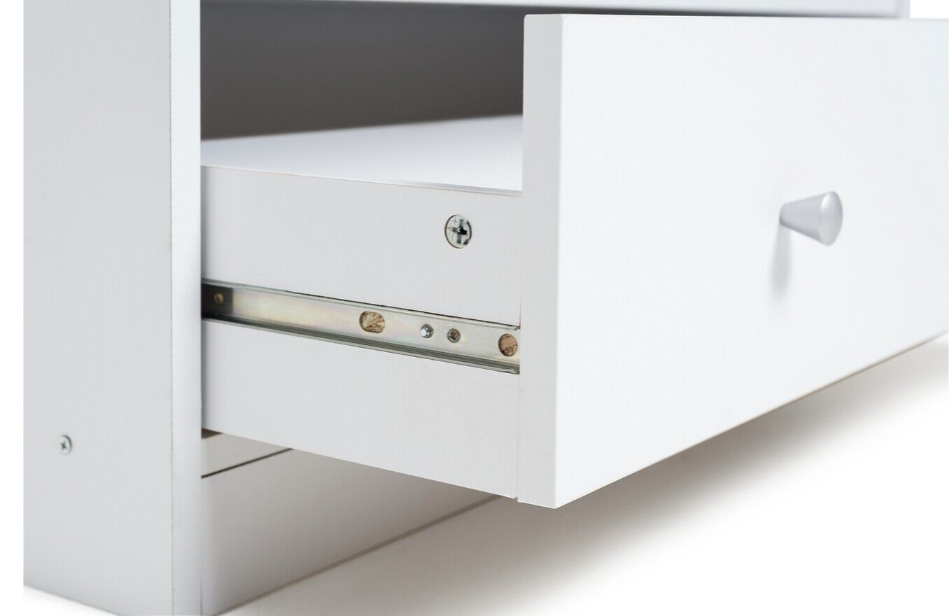 Maine 5 Shelf Bookcase With 2 Drawers Storage Unit Display Cabinet - White
