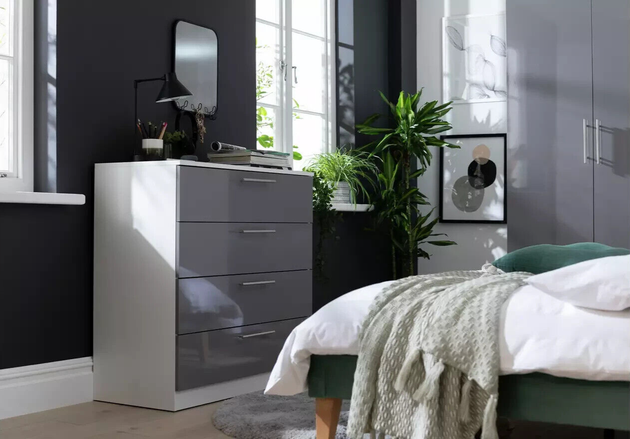 Habitat Munich 4 Drawer Chest - Grey Gloss