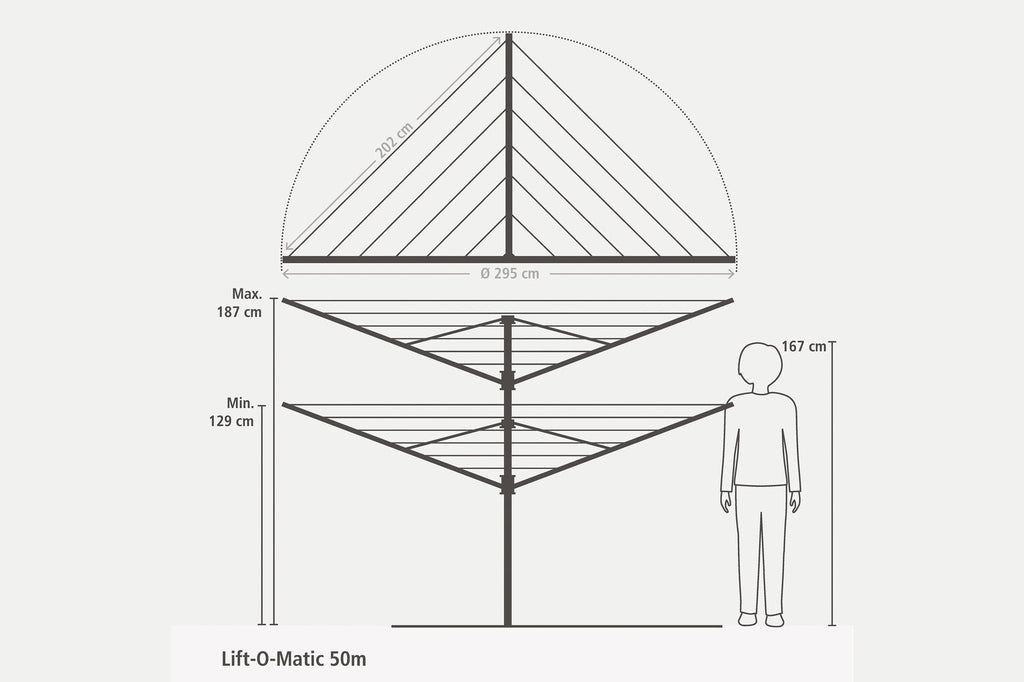 Brabantia 50m Lift-O-Matic Washing Line with Ground Spike