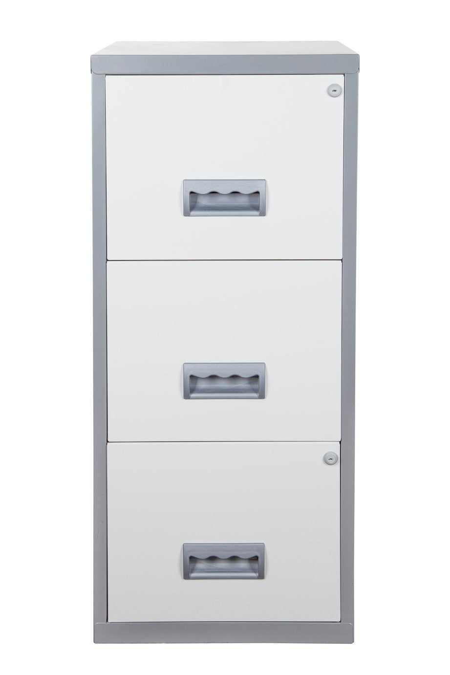 Pierre Henry 3 Drawer A4 Filing Cabinet - Silver & White | Metal filing cabinet
