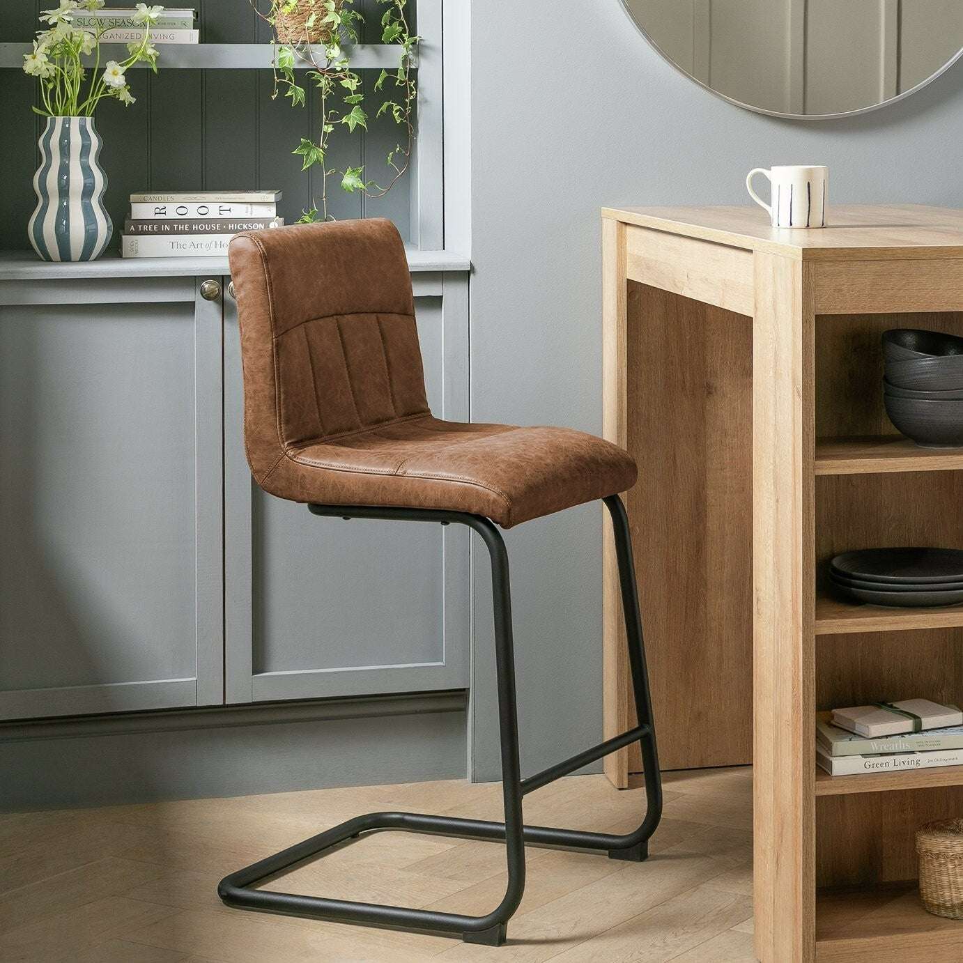 Baylor Faux Leather Counter Bar Stool - Brown