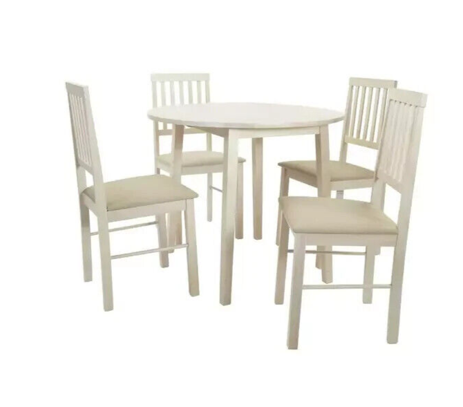 Kendal Solid Wood Extending Table & 4 Oak Chairs White Wash