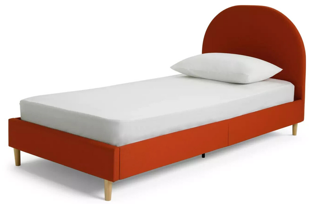 Olivia Single Bed Frame Orange | Wooden Sturdy Furniture Kids Teen with Mattress