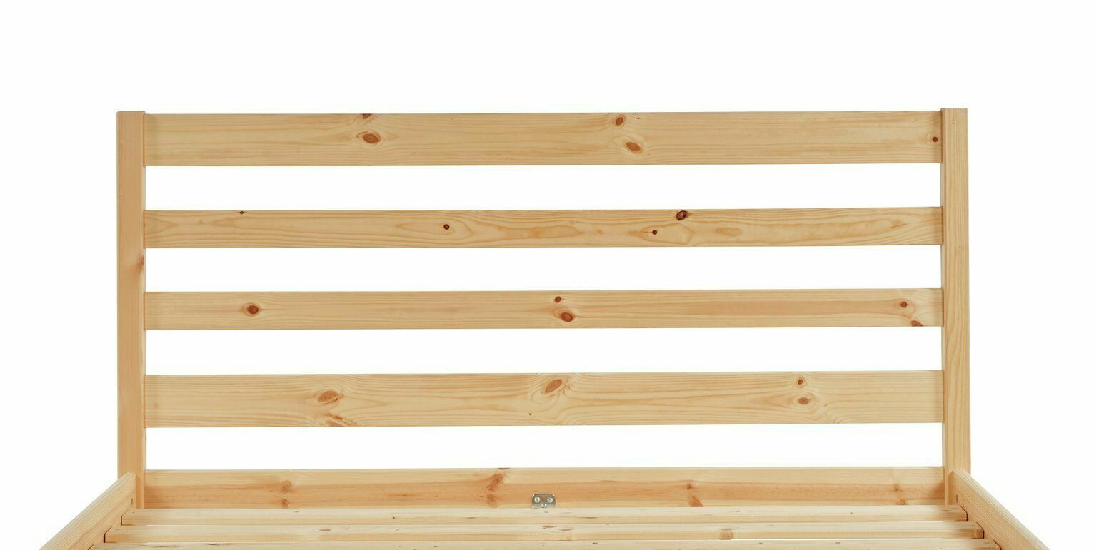 Home Kaycie Double Wooden Bed Frame - Pine | Sturdy Solid Wood Bed for Bedroom