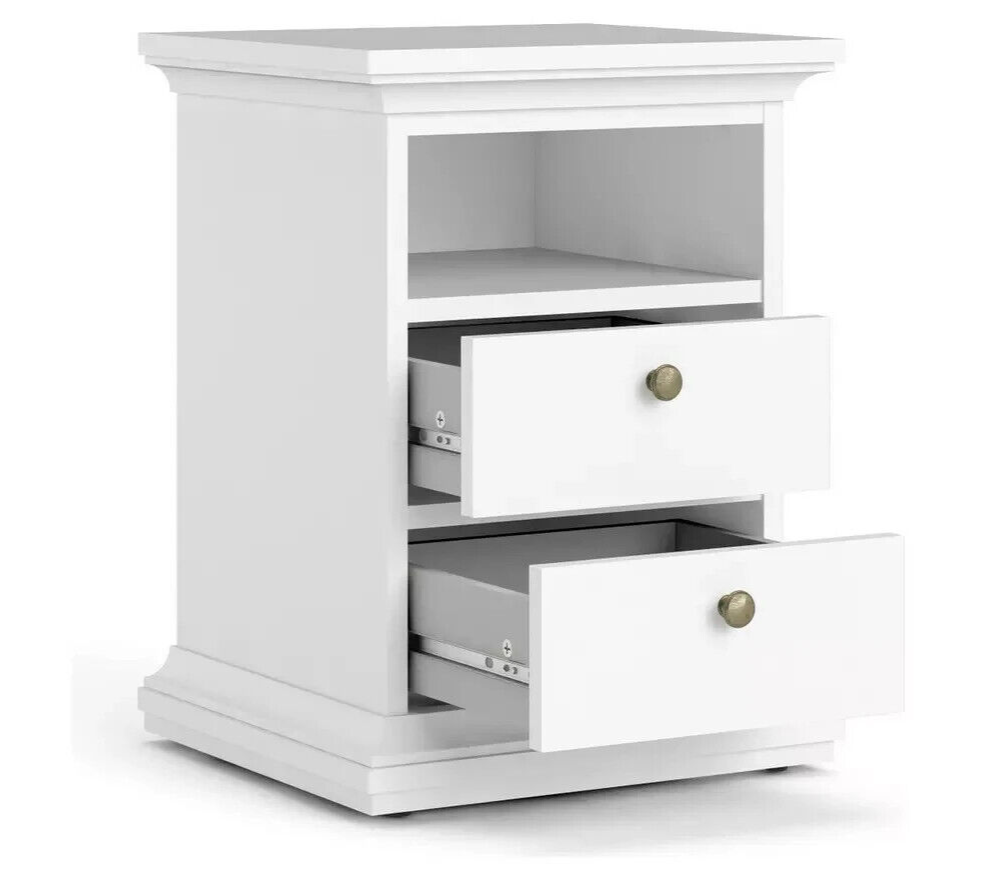 Tvilum Paris 2 Drawer Bedside Table - White
