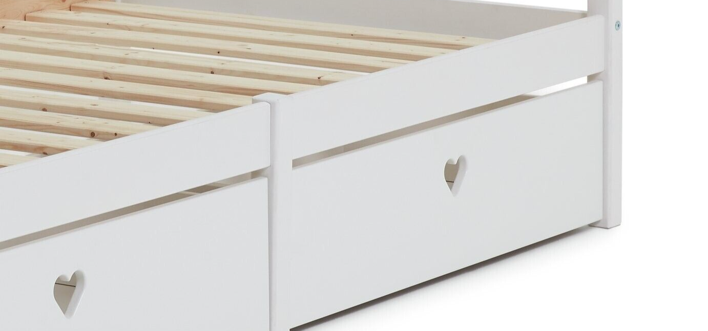 Home Mia Solid Wood 2 Drawers - White | White Bedside Cabinet Girls Bedroom