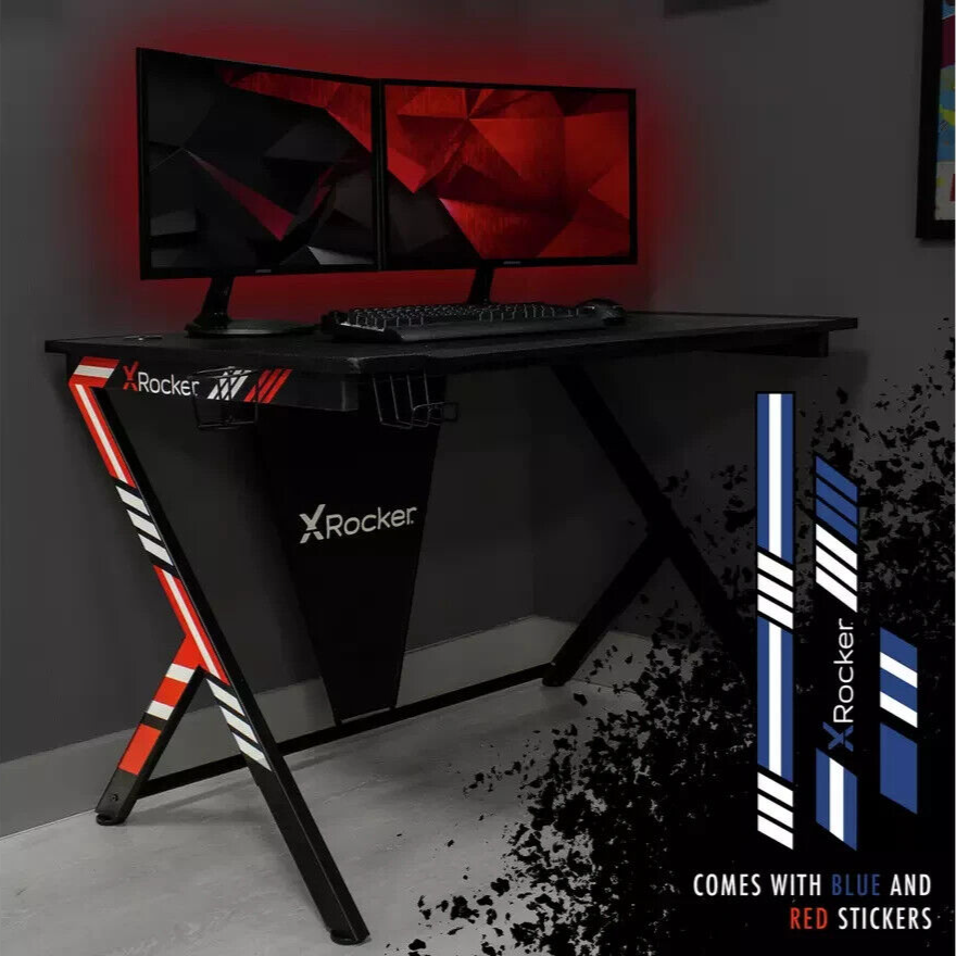 X Rocker Arteon Gaming Desk Red | Ergonomic PC Computer Desk for Gamers Home