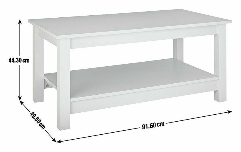Home Malibu Coffee Table - White | Rectangular Living Room Table Storage Shelf