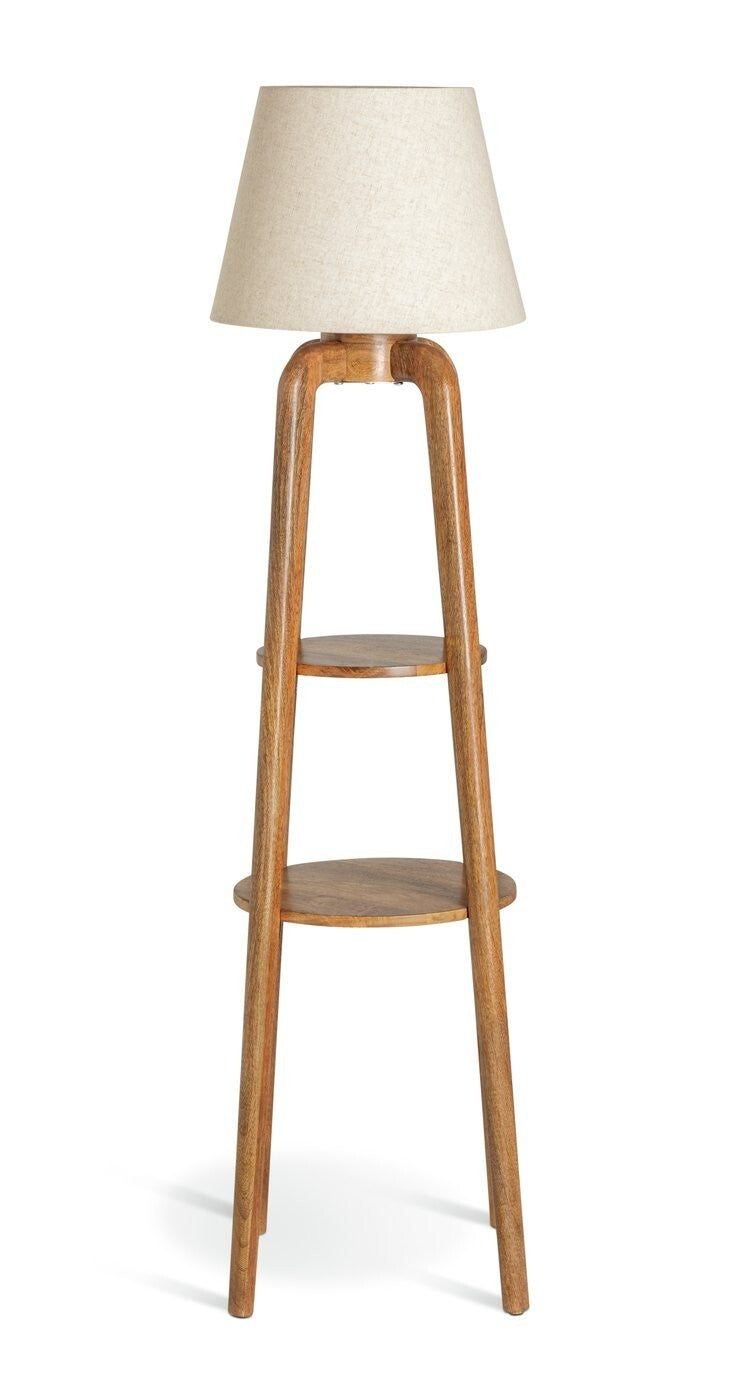 Habitat Mango Wood Shelved Floor Lamp - Natural