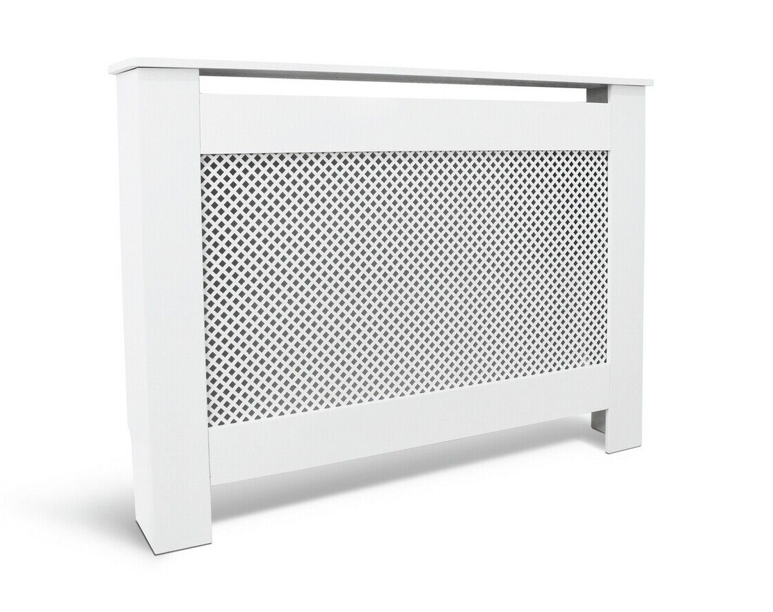 Habitat Odell Small Radiator Cover - White | Lattice Panel MDF Cabinet Cover