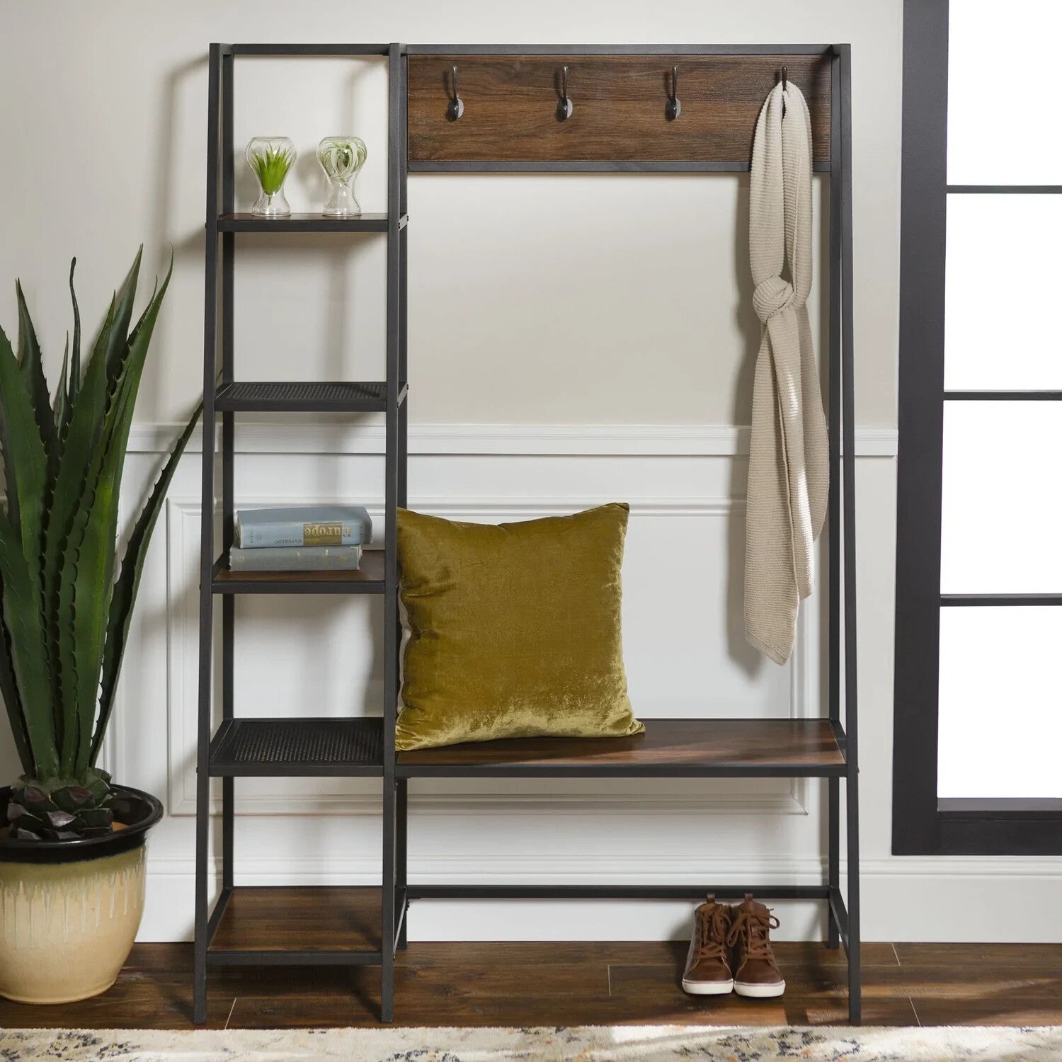 Walker Edison Peyton Hall Tree with Storage - Walnut