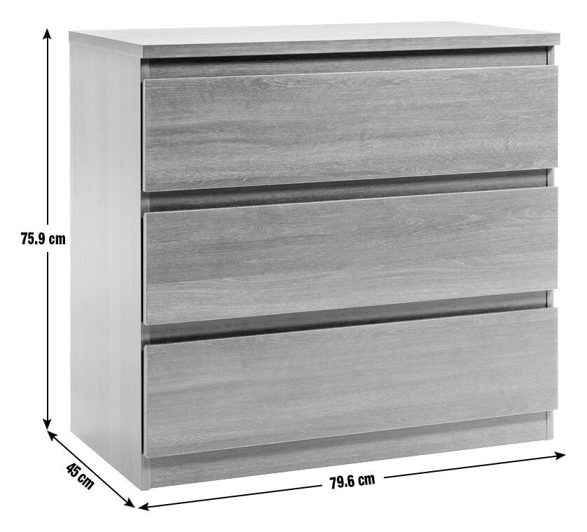 Habitat Jenson 3 Drawer Chest - Black Brown