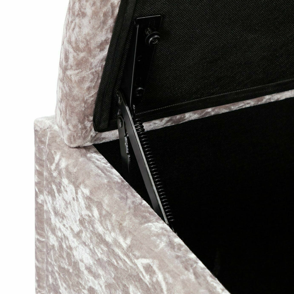 Home Kourtney Crushed Velvet Ottoman - Silver | Stylish Footstool Pouffe Living