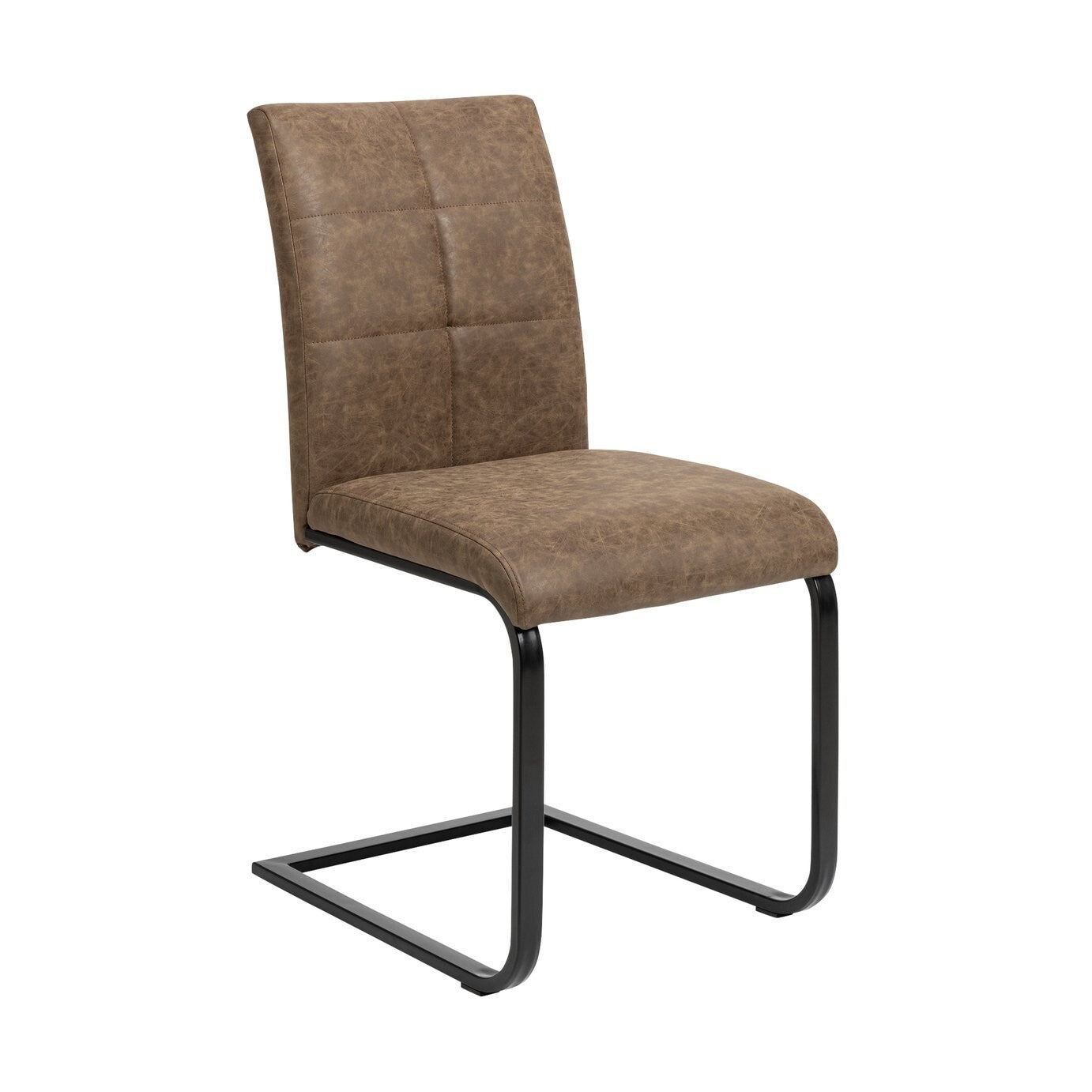 Bronson Pair of Faux Leather Dining Chairs- Brown