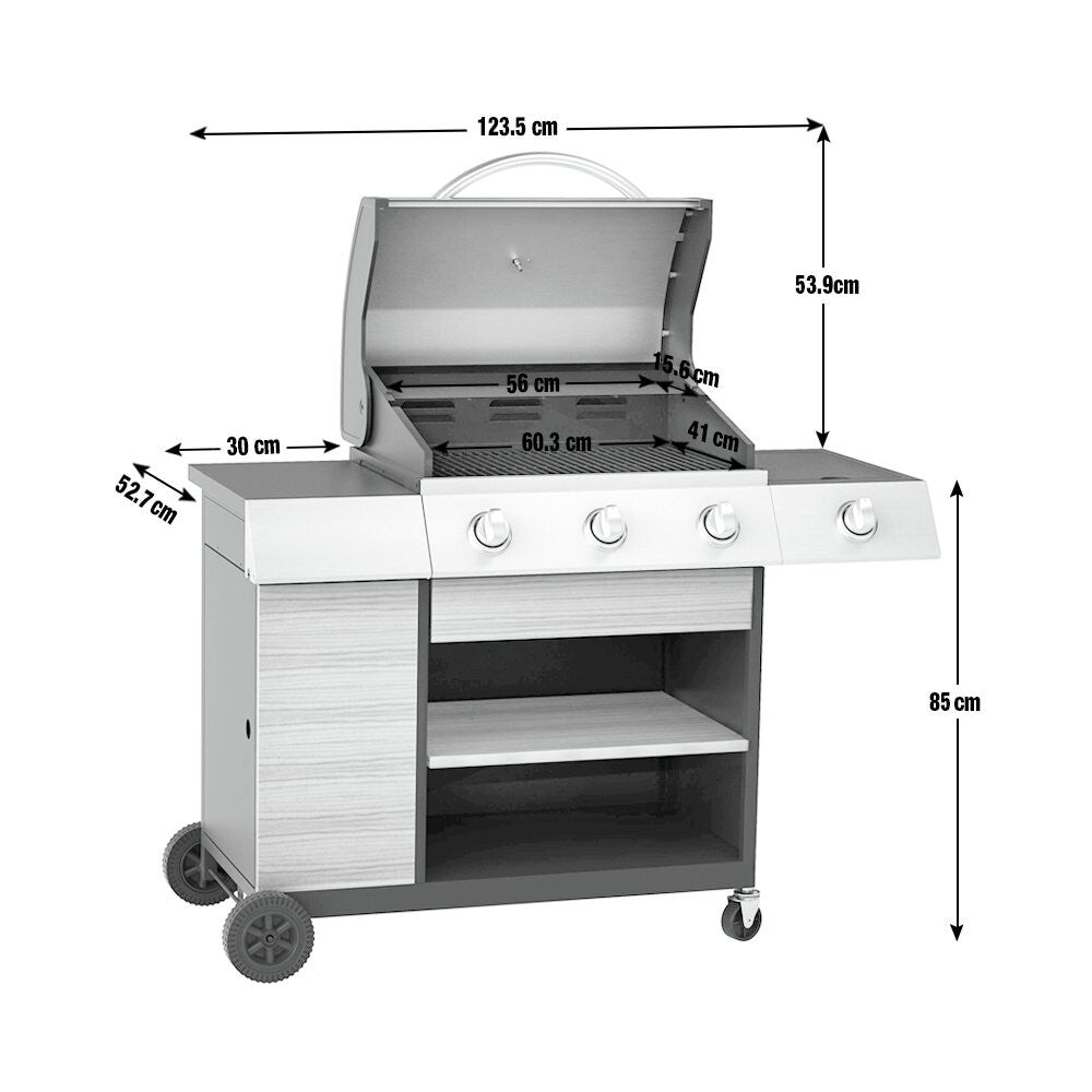 Deluxe 3 Burner with Side Burner Gas BBQ