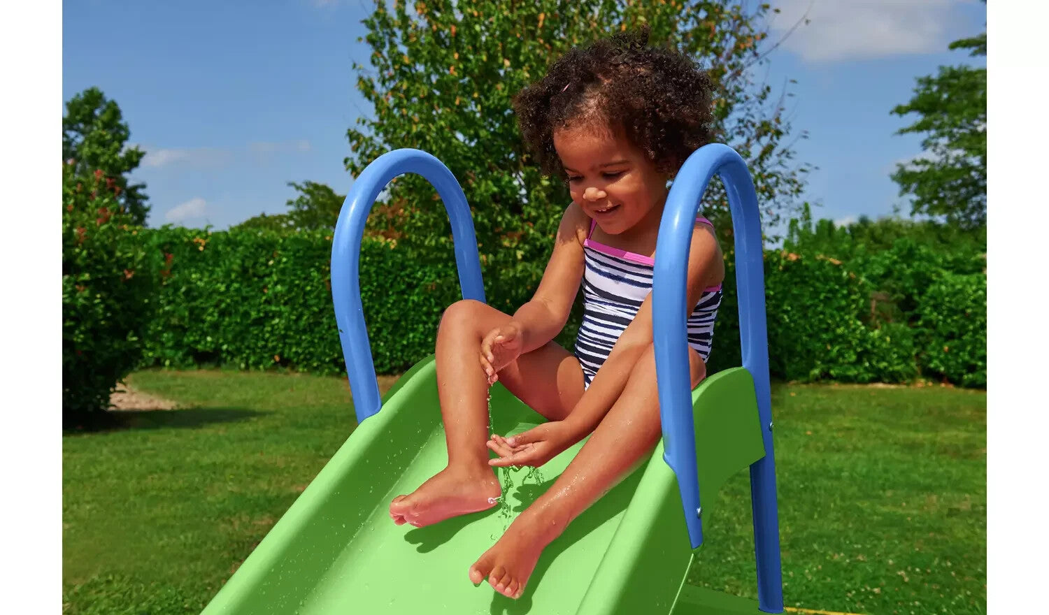 Chad Valley 7ft Kids Garden Slide - Green and Blue