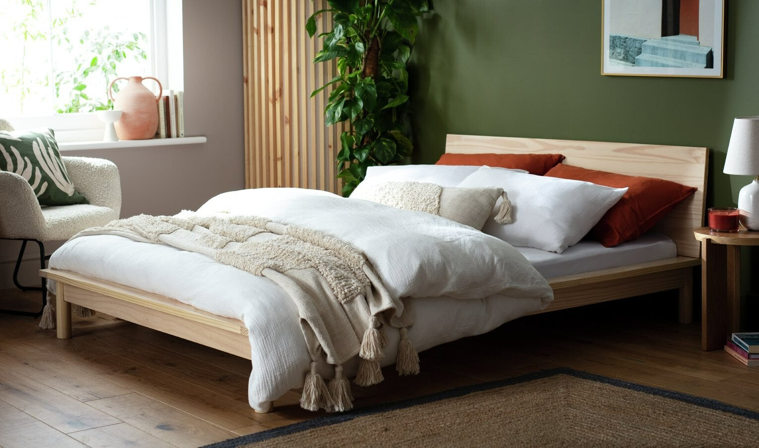 Habitat Akio Double Wooden Platform Bed Frame - Natural
