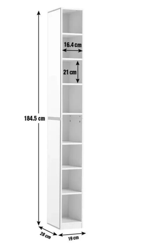 Prime Mirrored Narrow Tallboy - White ( B Grade )