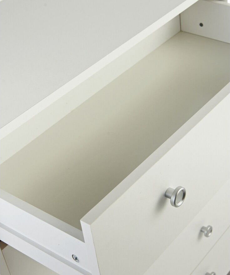 Home Seville 5 Drawer Chest - White|Bedroom Storage Unit  Clothes & Accessories