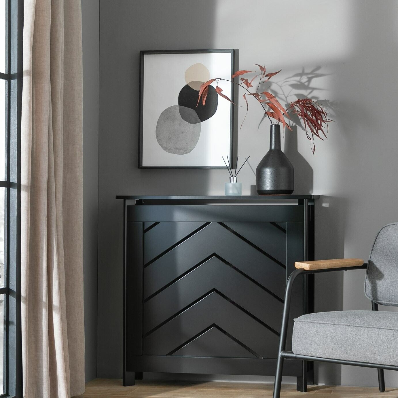 Habitat Chevron Mini Radiator Cover - Black