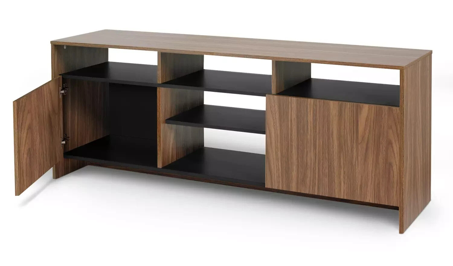 Habitat Turin 2 Door TV Unit - Black & Walnut Effect | Modern Stylish TV Stand