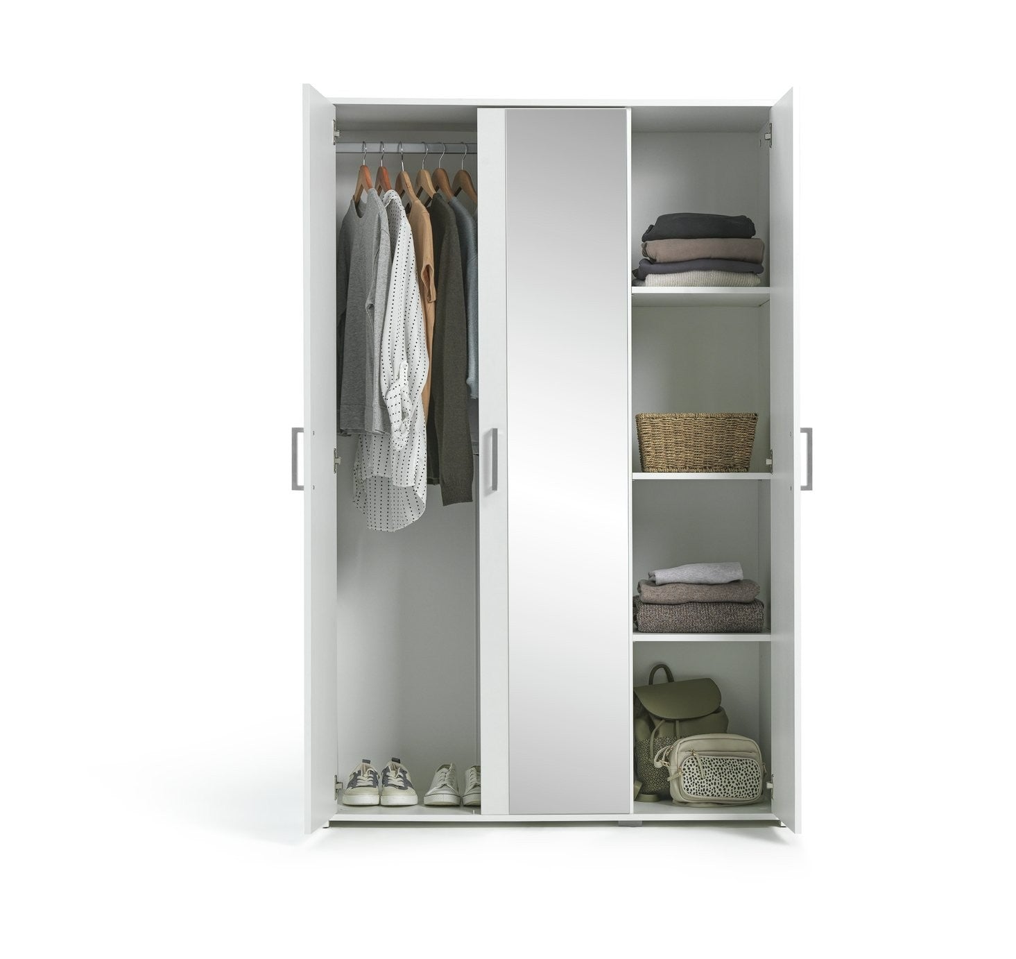Home Oslo 3 Door Mirror Wardrobe - White | Triple wardrobe white finish