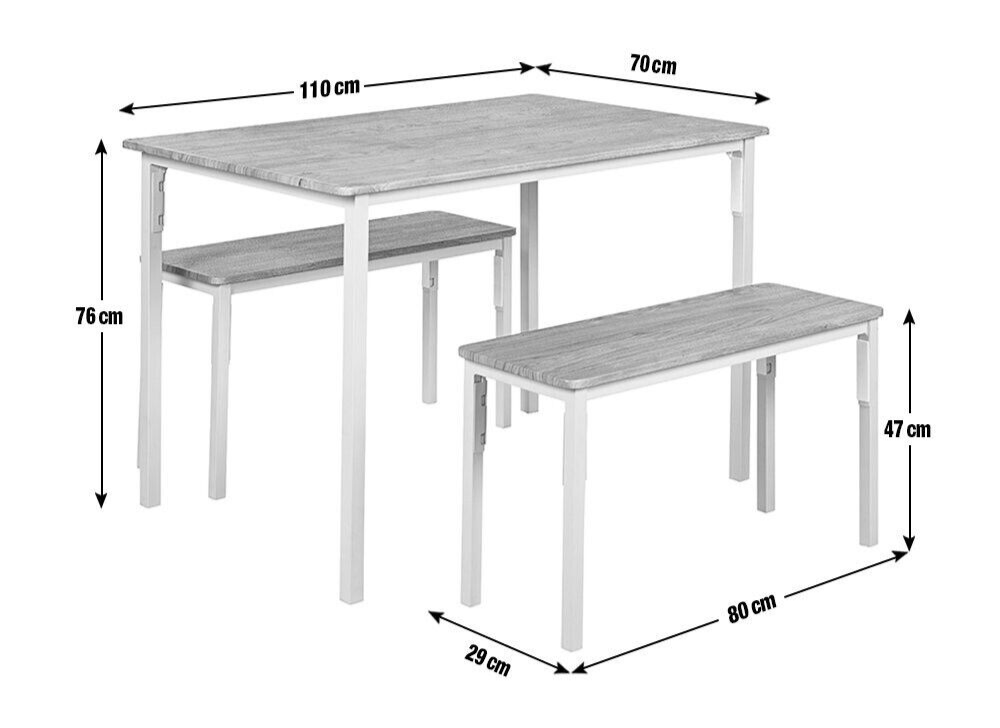 Bolitzo Oak Effect Dining Table & 2 Benches ( B Grade )