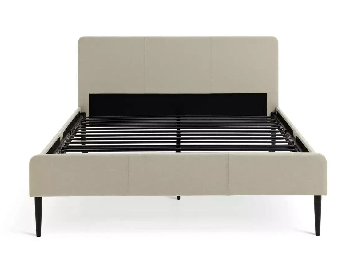Home Kristopher Double Fabric Bed Frame - Cream | Cream Upholstered Bed Modern