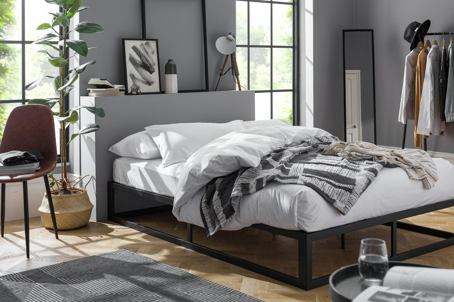 Platform Small Double Metal Bed Frame - Black