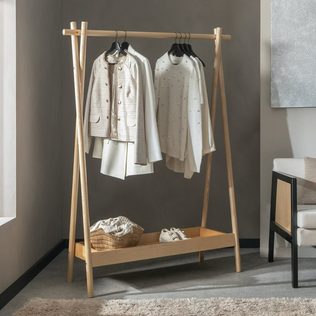 Habitat Akari Wooden Clothes Rail - Wood  | Freestanding Wardrobe Rack Bedroom