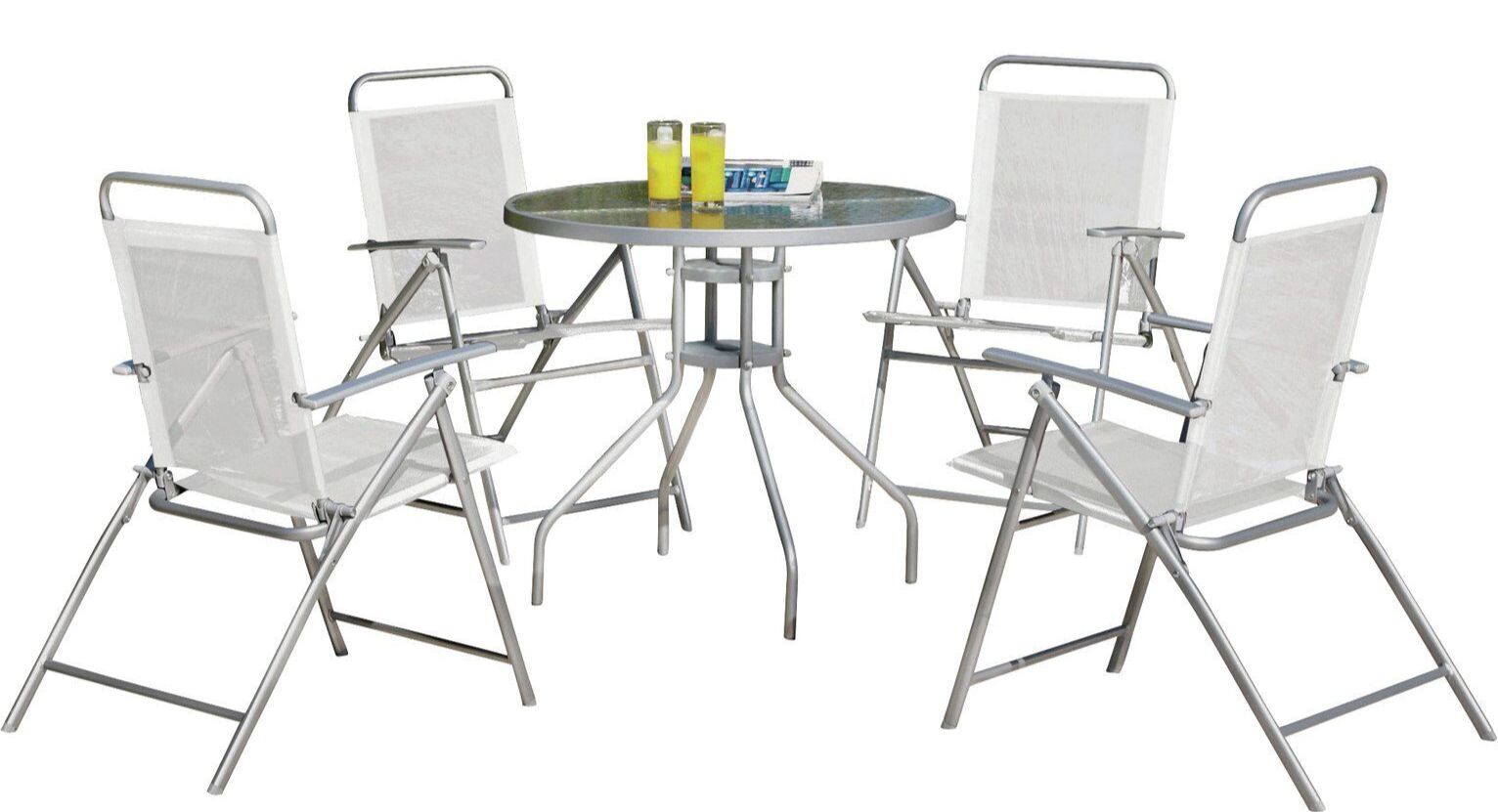 Home 4 Seater Folding Metal Patio Set - Siler | Table and Chairs Patio Set