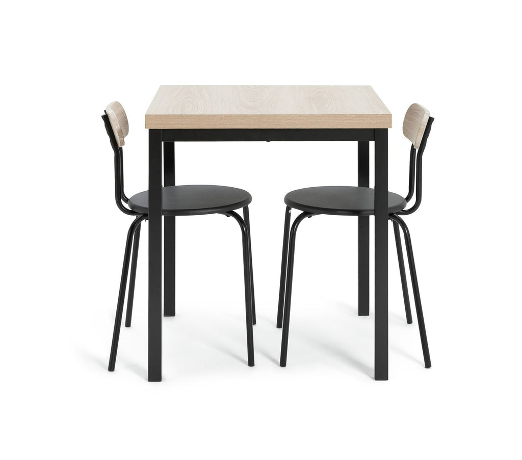 Zayn Wood Effect Dining Table & 2 Black Chairs