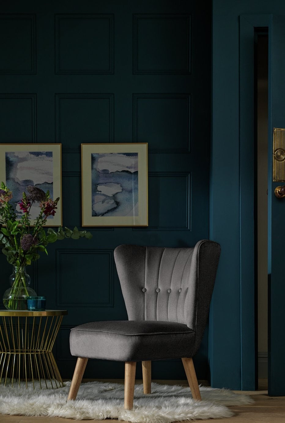 Habitat Alexis Velvet Cocktail Chair - Charcoal
