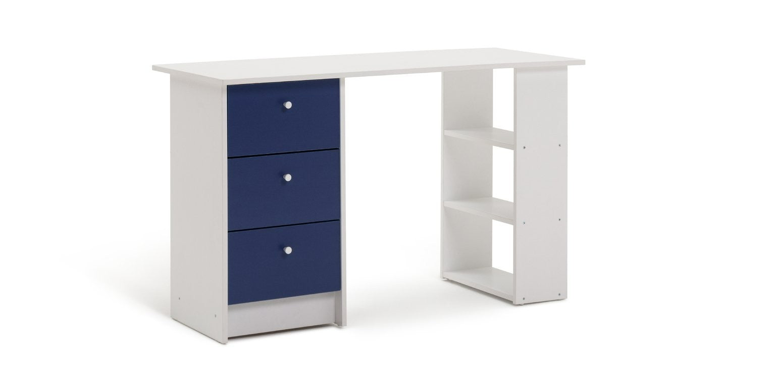 Home Kids Malibu 3 Drawers Desk - Blue & White | Kids desk with storage
