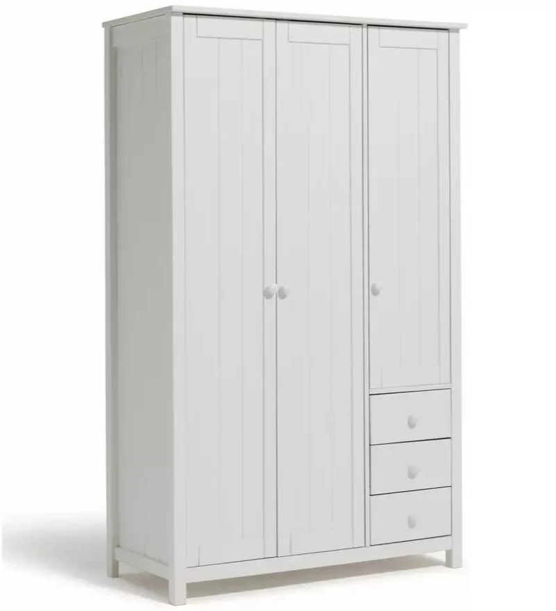 Home Scandinavia 3 door 3 Drawer Wardrobe - White ( B Grade )
