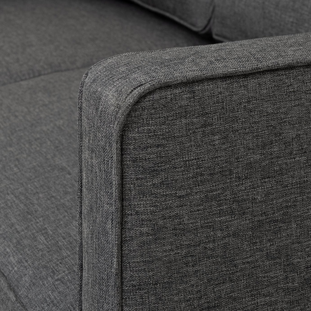 Home Knox Fabric 2 Seater Sofa Charcoal | Compact Living Room Couch Armchair