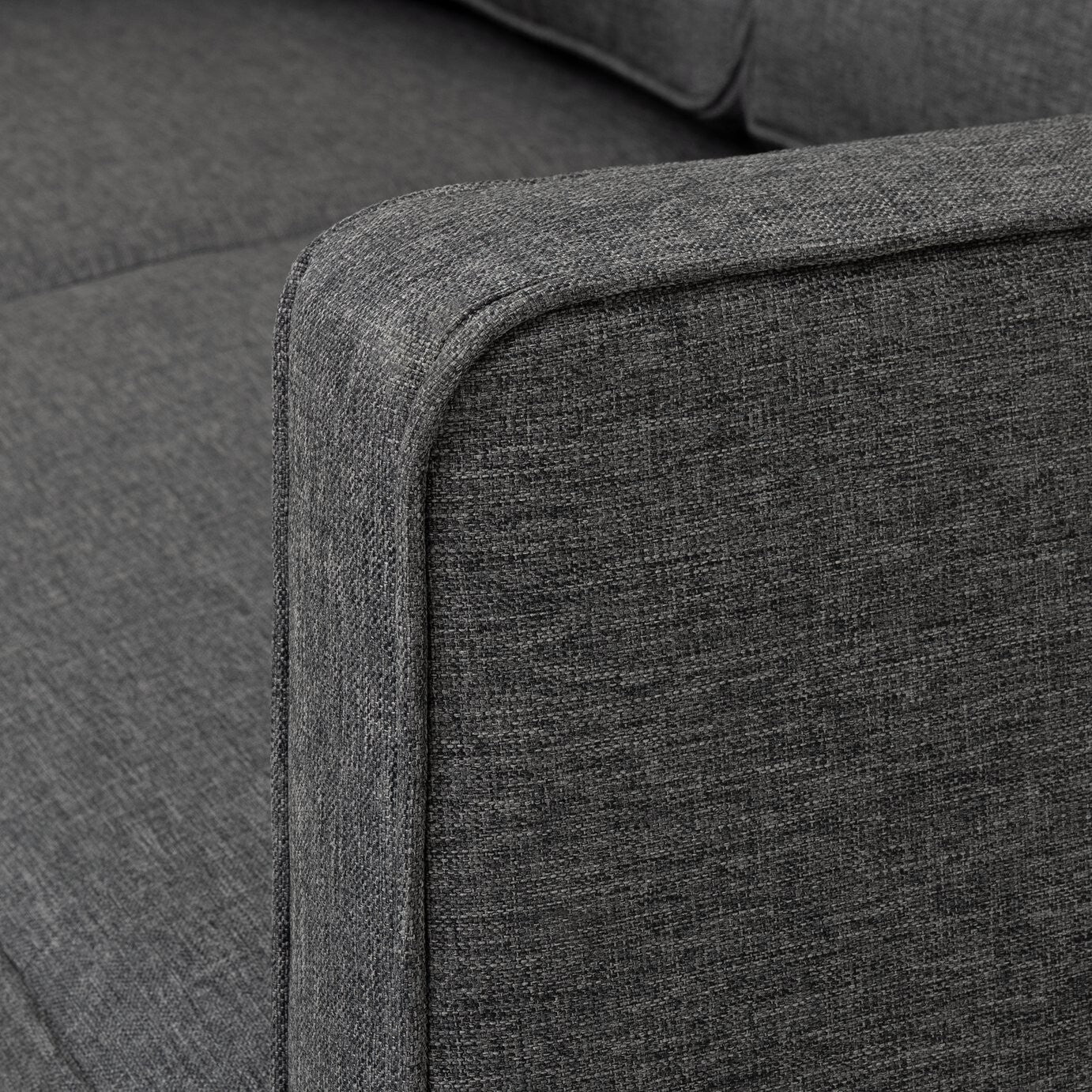 Home Knox Fabric 2 Seater Sofa Charcoal | Compact Living Room Couch Armchair