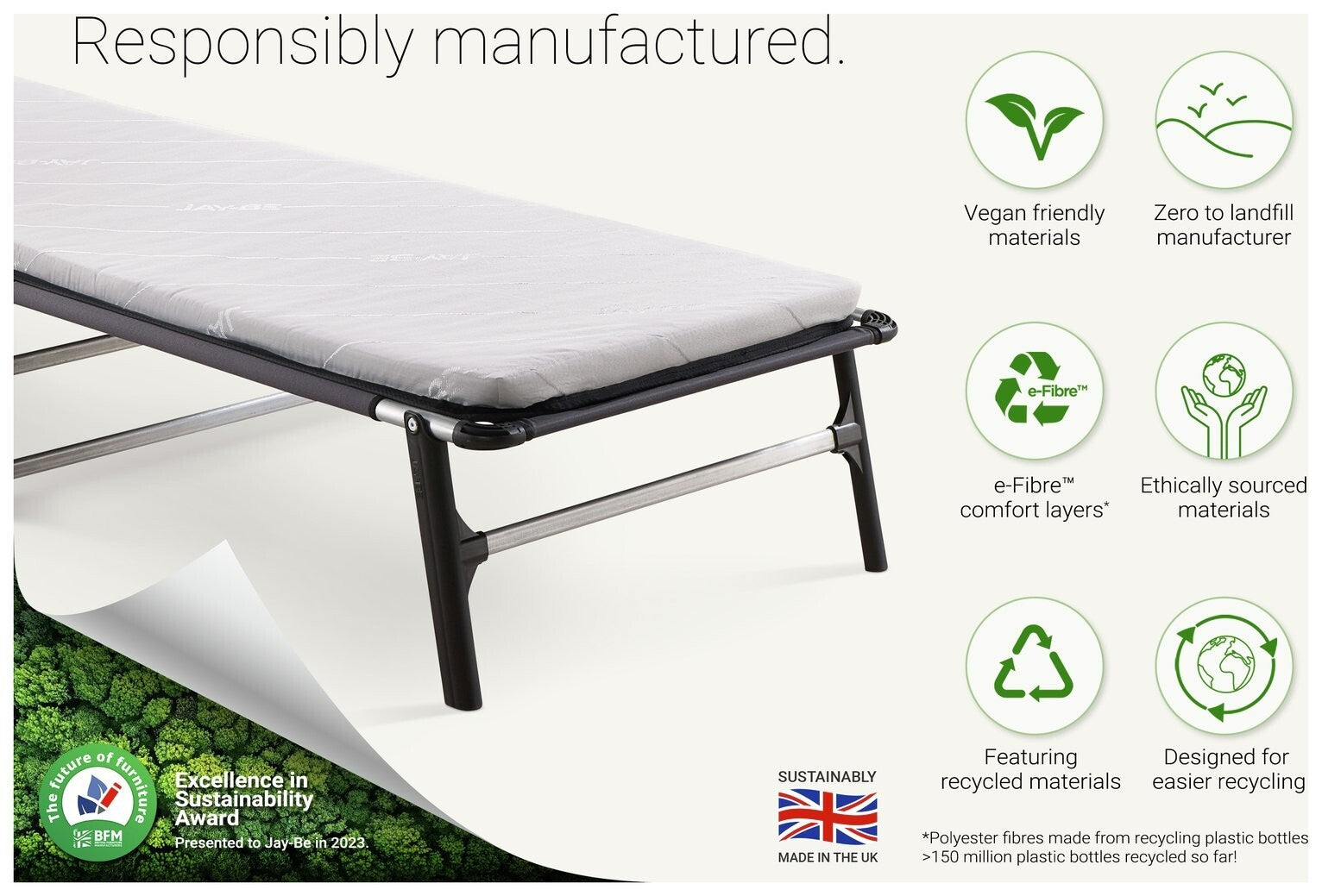 Jay-Be Compact Folding Bed with Mattress - Single