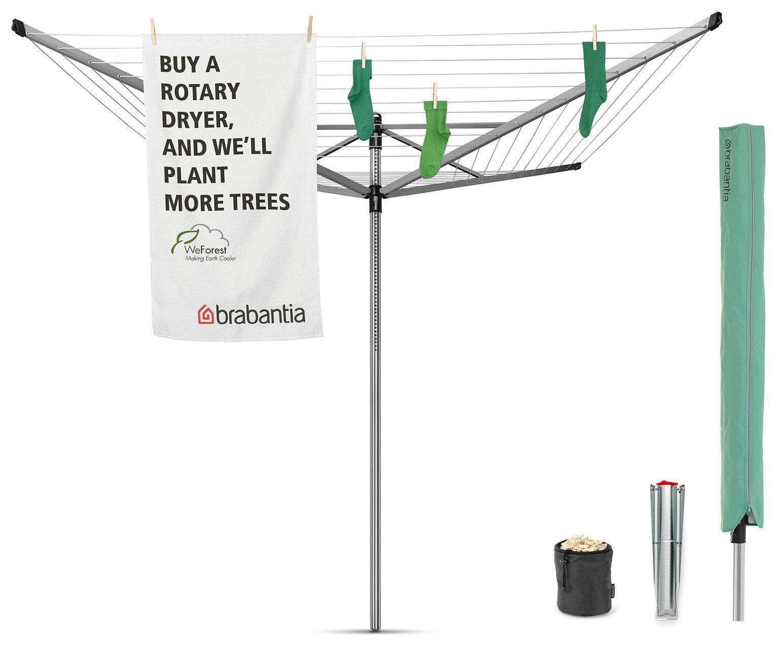 Brabantia 50m Lift-O-Matic Washing Line with Ground Spike
