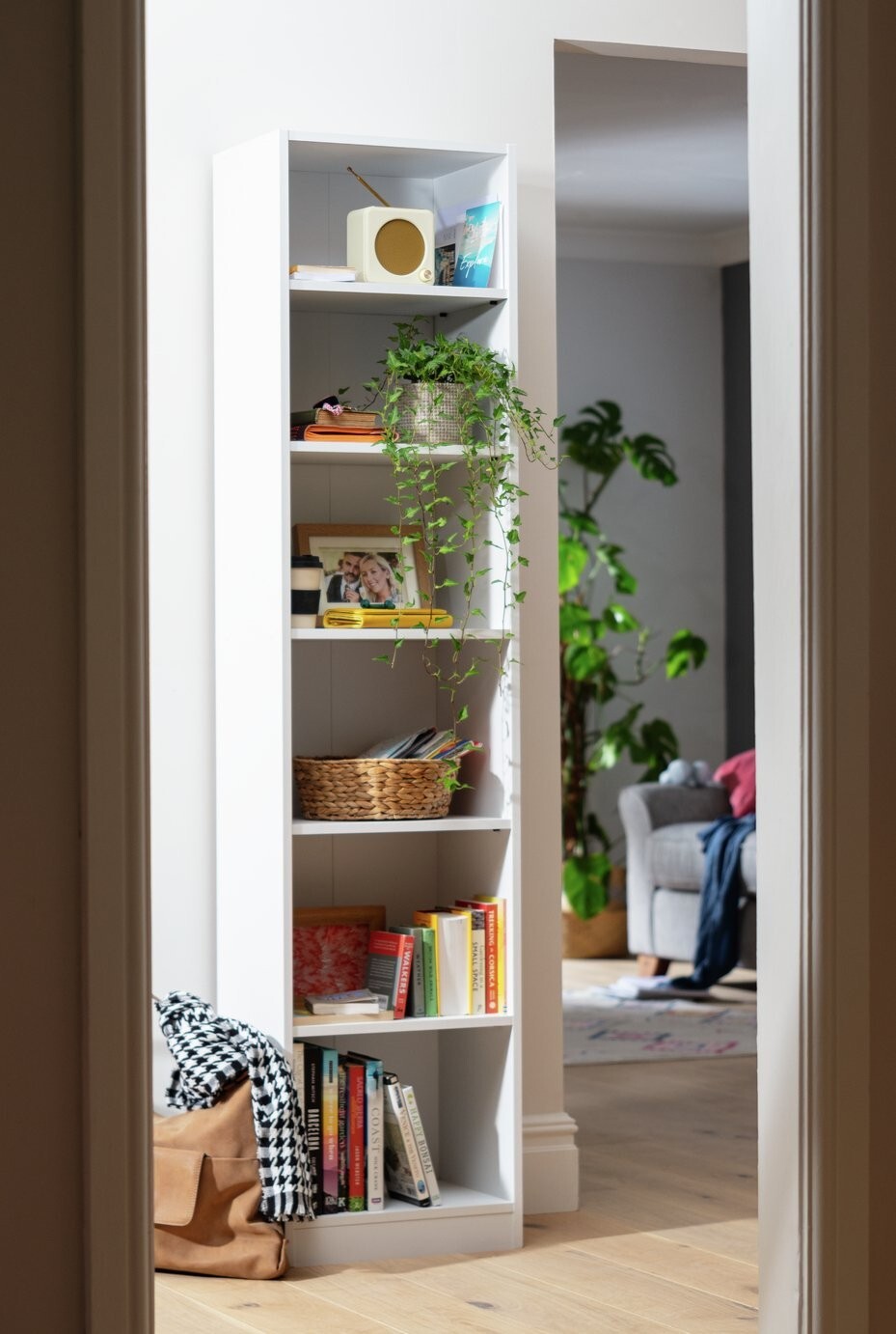 Maine Narrow Bookcase - White ( B Grade 39252 )