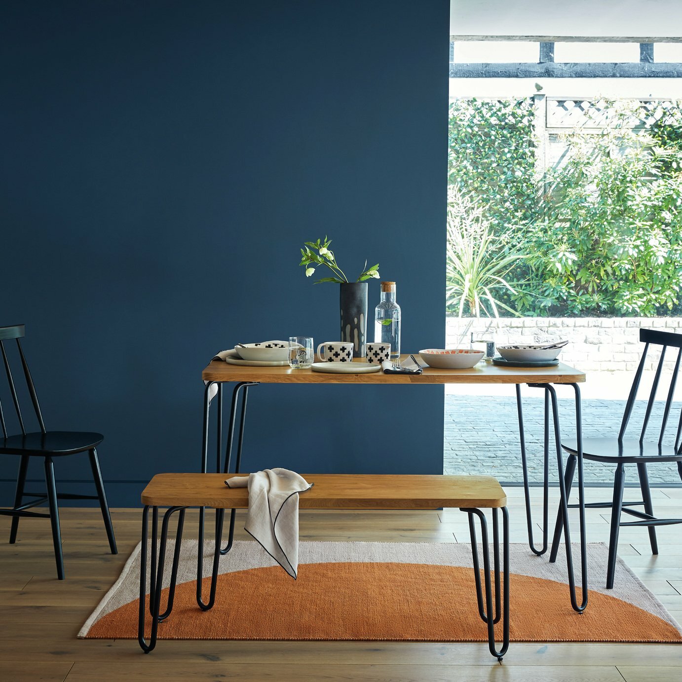Habitat Tyler Ash and Black Metal 4-6 Seat Dining Table