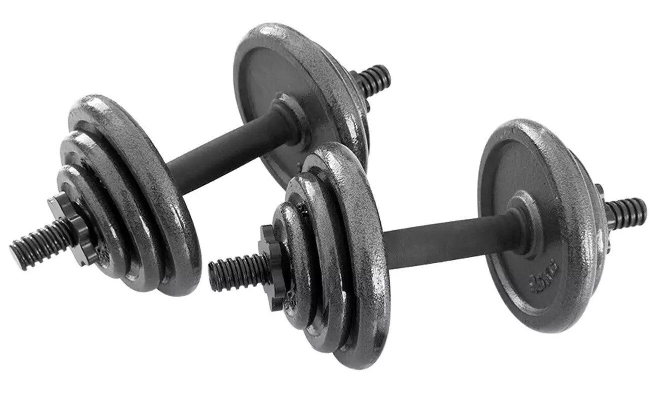 CAST IRON Adjustable Dumbbell Set 20kg With Spinlocks & Weight Plates