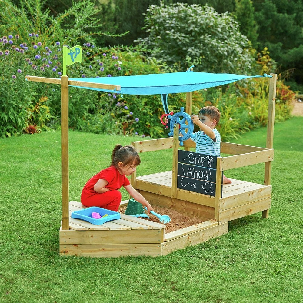TP ahoy wooden play boat sand and water pit