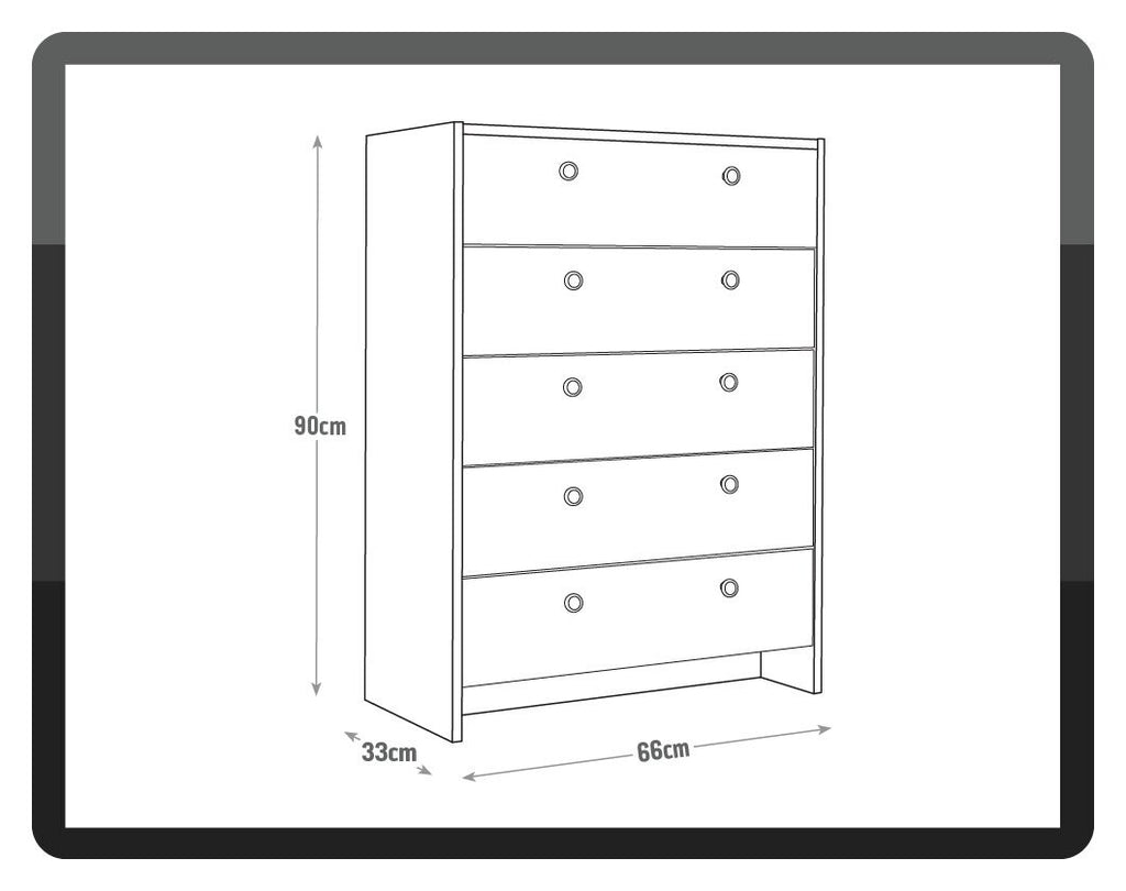 Seville 5 Drawer Chest - White ( B Grade )